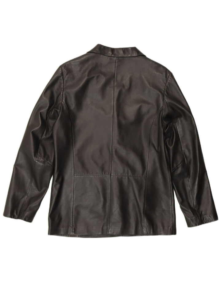 Jaqueta blazer feminina Pierre Cardin com 3 botões Reino Unido 14 grande couro preto