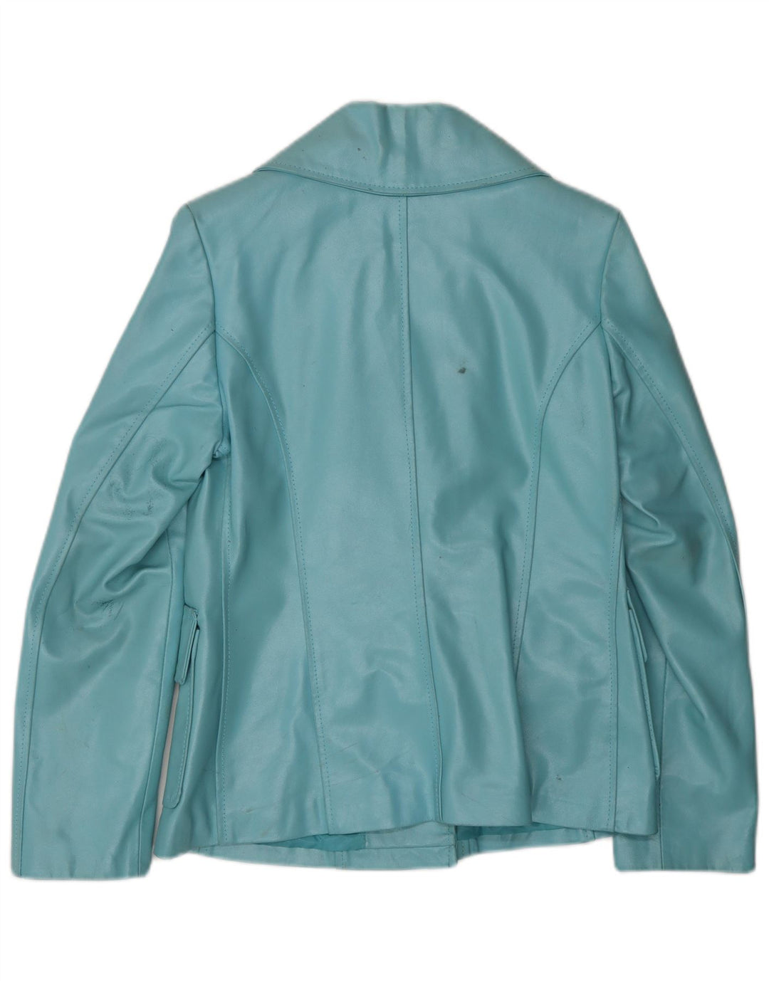 Jaqueta de couro feminina VINTAGE UK 10 couro azul pequeno