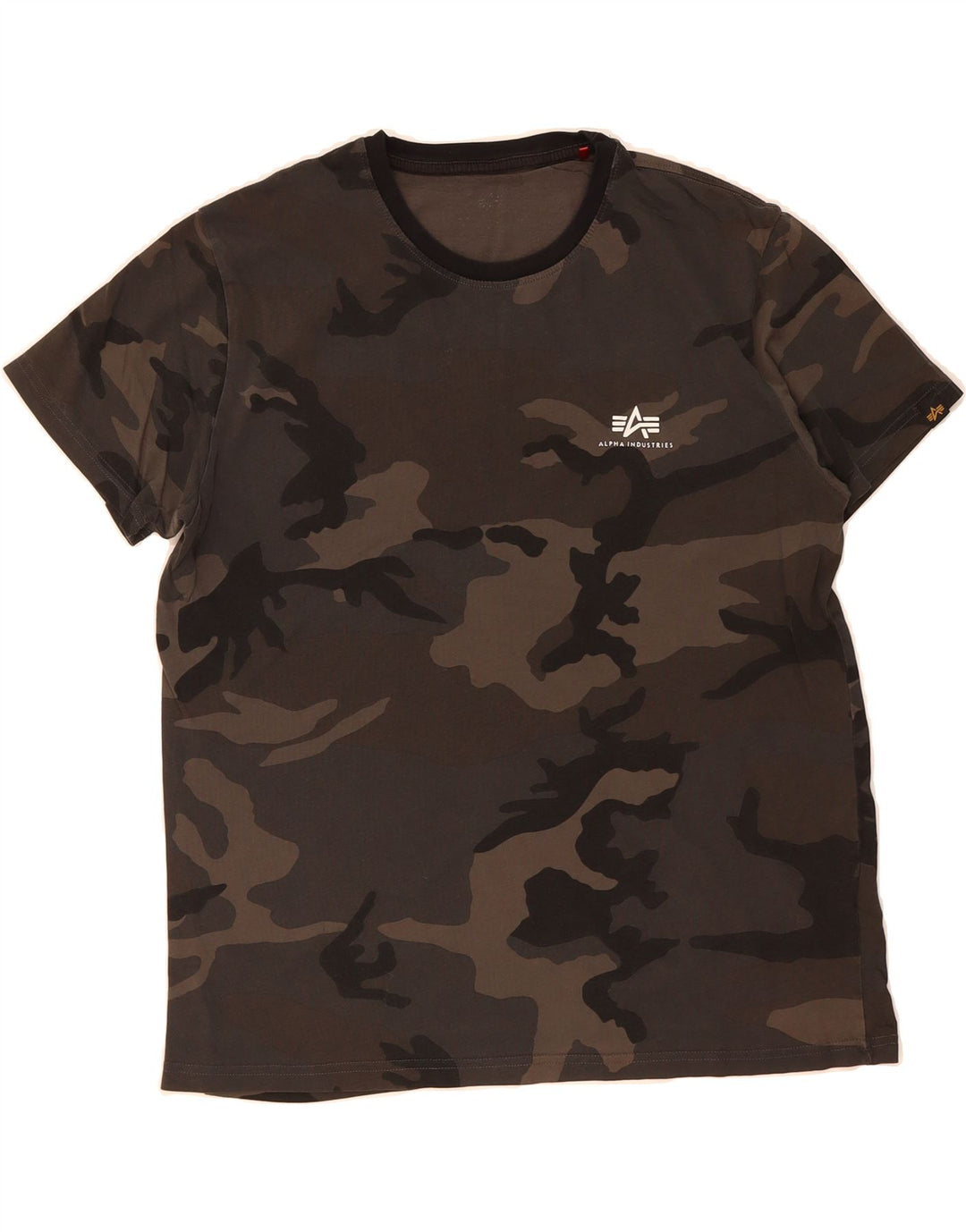 ALPHA INDUSTRIES Mens T-Shirt Top Large Grey Camouflage Cotton Vintage Alpha Industries and Second-Hand Alpha Industries from Messina Hembry 