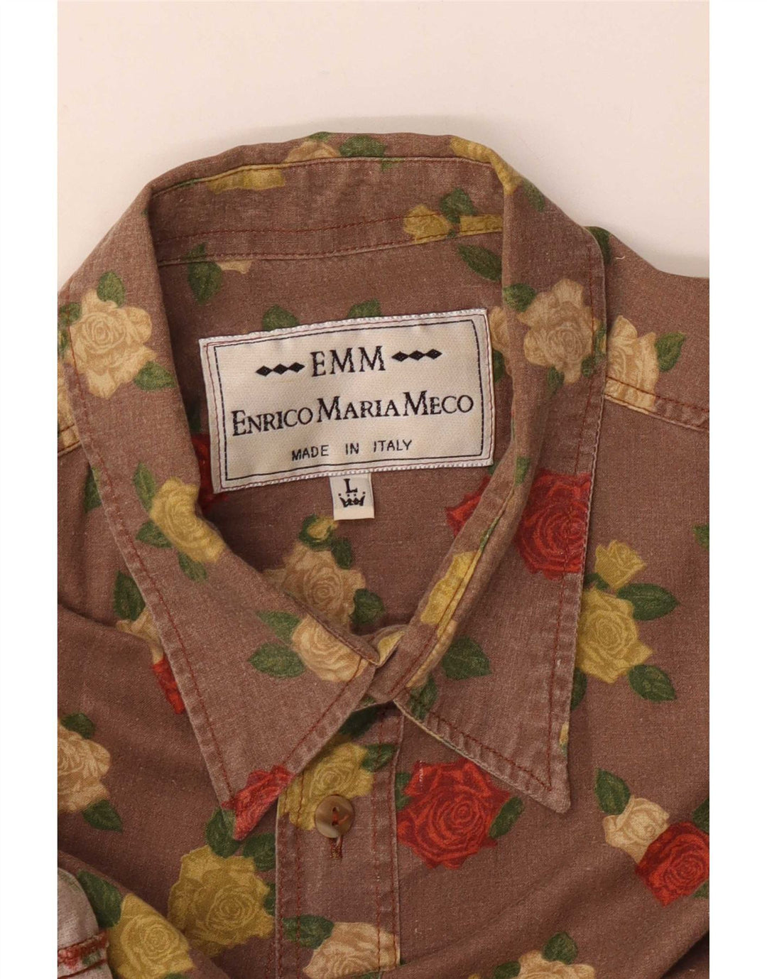 Camisa Masculina Vintage Grande Marrom Floral