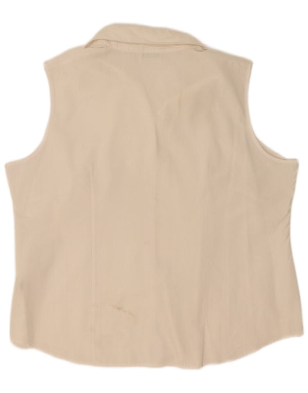 Camisa feminina sem mangas Marks & Spencer UK 20 2XL poliéster branco