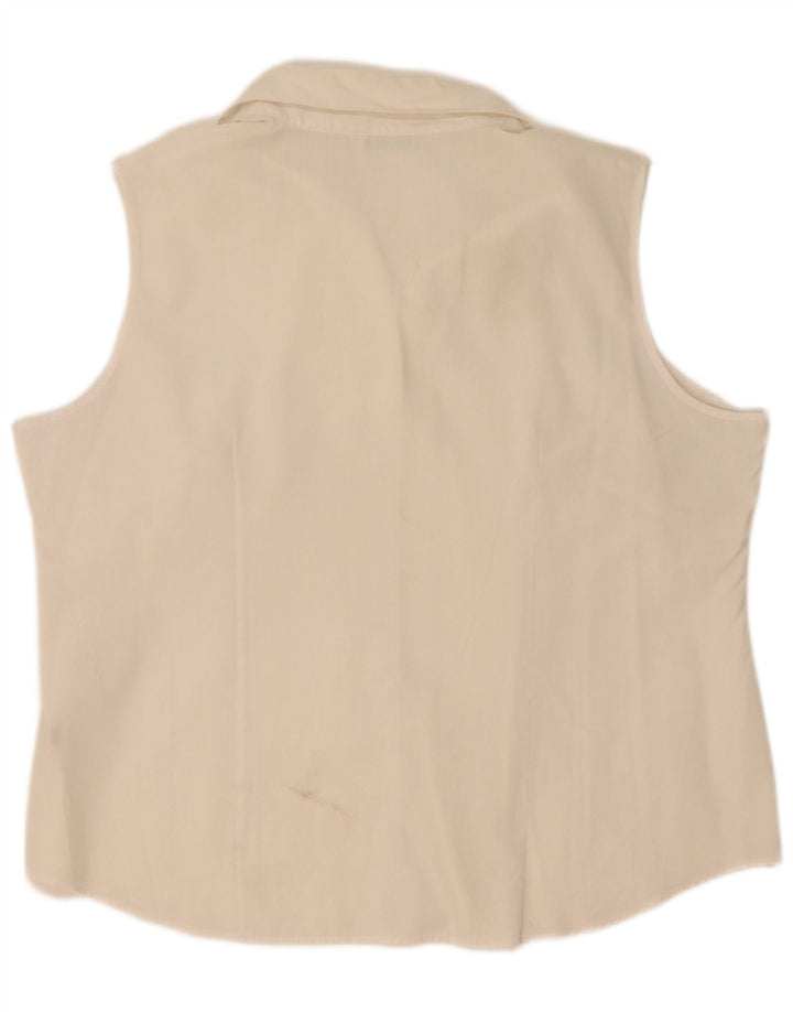 Camisa feminina sem mangas Marks & Spencer UK 20 2XL poliéster branco