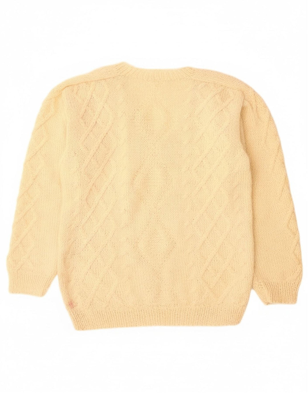 Suéter masculino vintage com decote em V grande bege