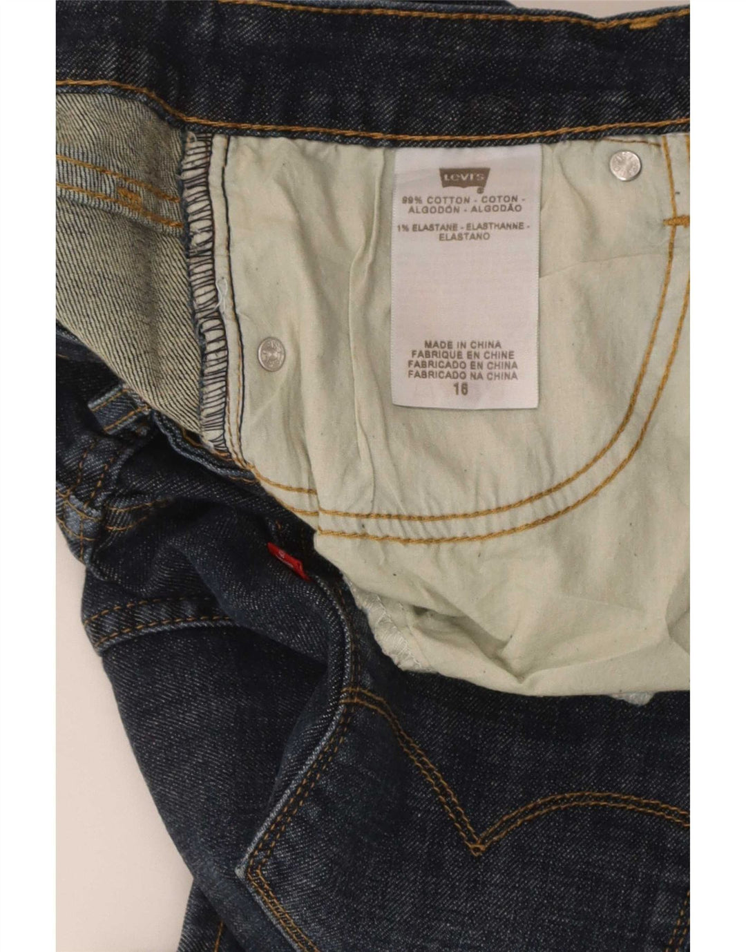 Mini saia jeans feminina Levi's US 16 XL W36 algodão azul