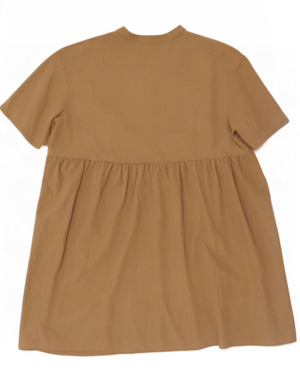 Zara Vestido feminino oversized em camadas Reino Unido 6 XS Bege Lyocell