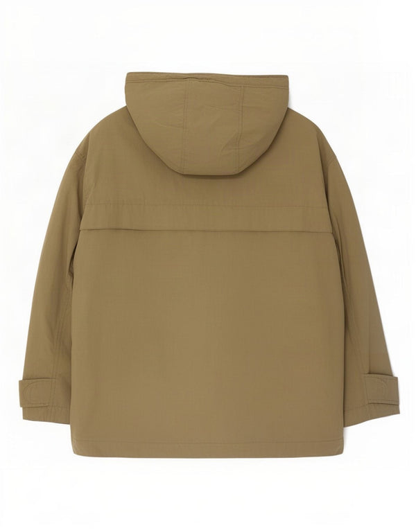 Zara Womens Hooded Oversized Utility Jacket Reino Unido 14 Médio Algodão Cáqui