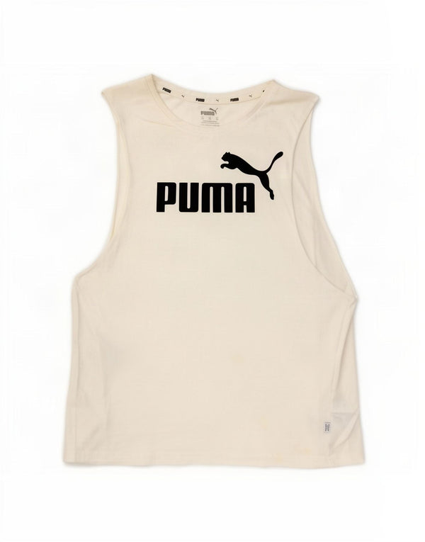 Puma Womens Oversized Graphic Vest Top UK 6 XS Algodão Branco