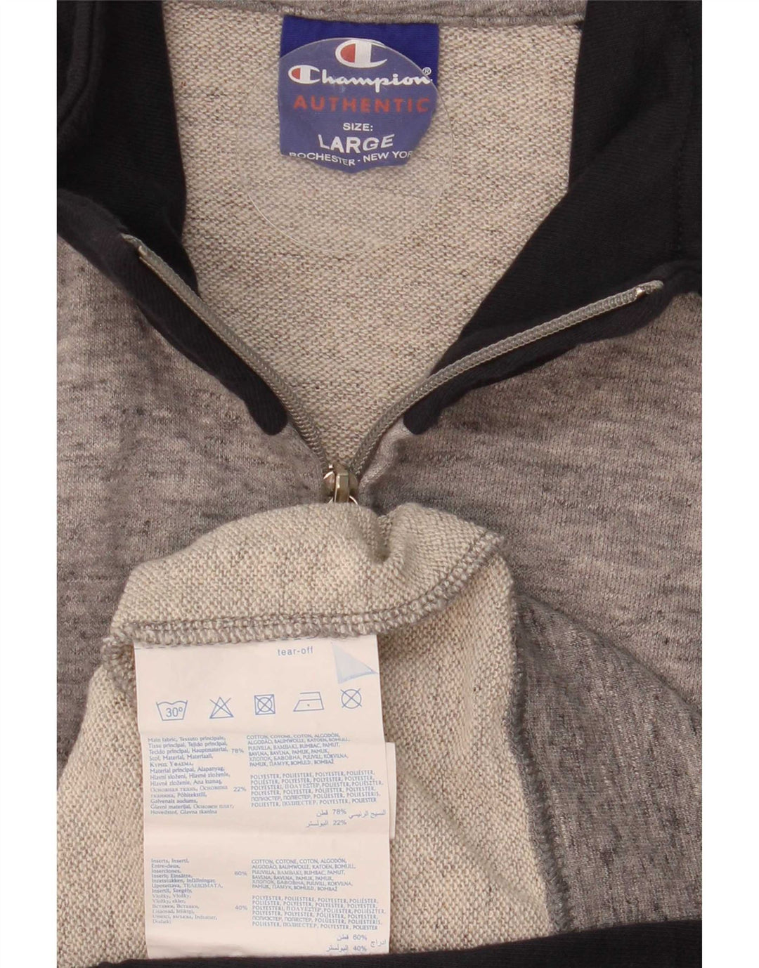 Jaqueta masculina de agasalho Champion grande cinza colorblock algodão