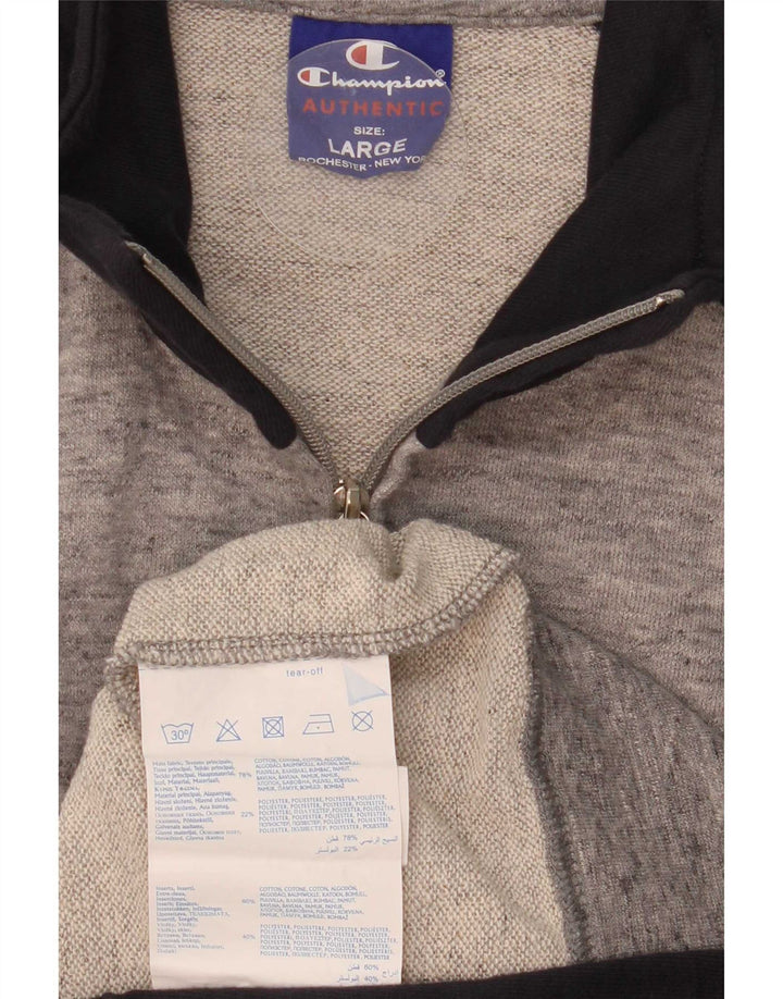 Jaqueta masculina de agasalho Champion grande cinza colorblock algodão