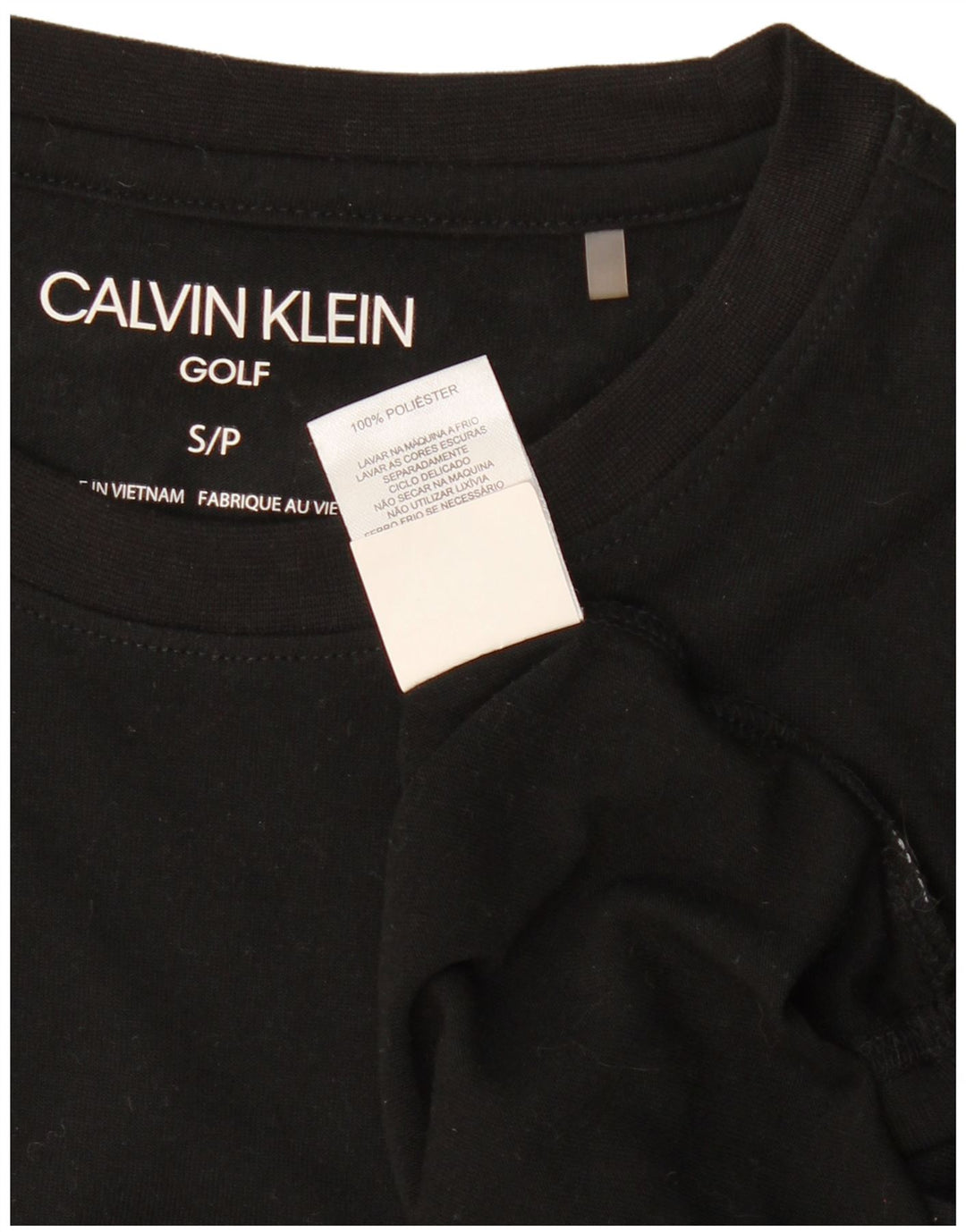 CALVIN KLEIN Mens Golf T-Shirt Top Pequeno Poliéster Preto