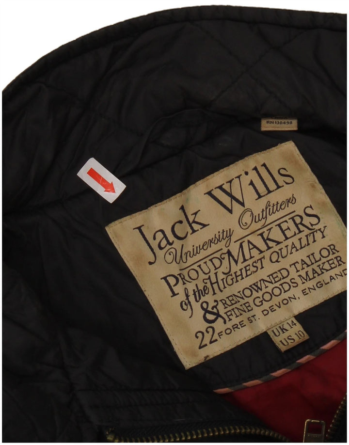 Jaqueta acolchoada feminina Jack Wills Reino Unido 14 grande nylon preto