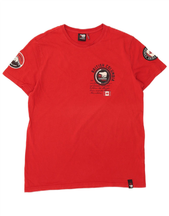 Camiseta gráfica masculina Canadá Top médio algodão vermelho