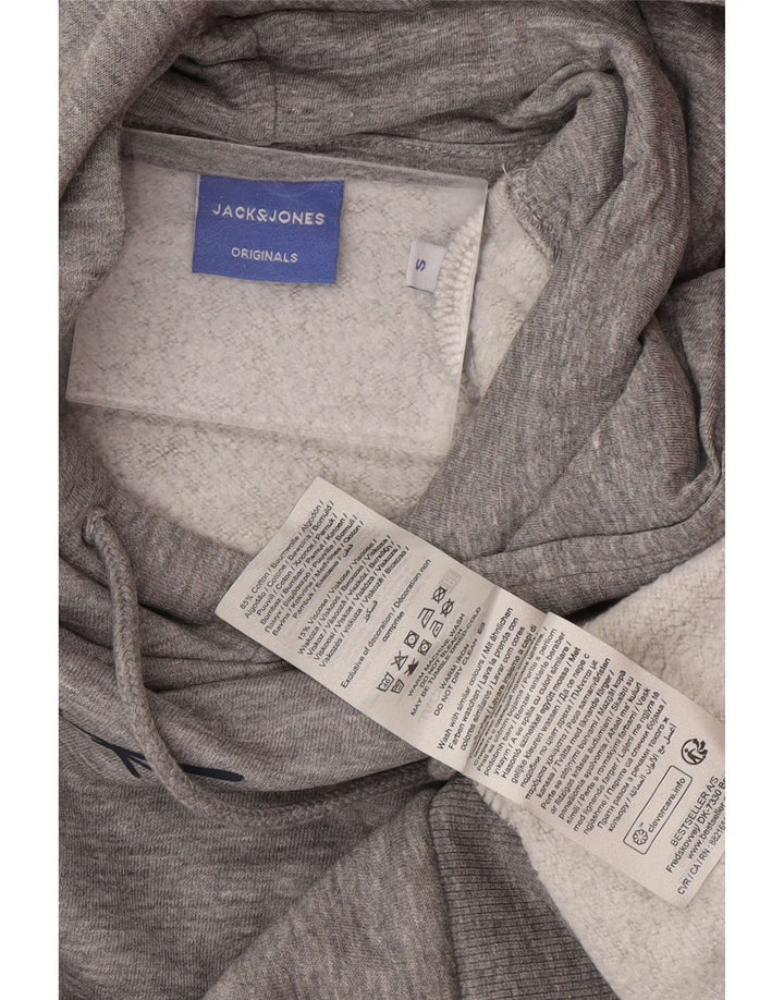 JACK & JONES Mens Graphic Hoodie Jumper Small Grey Cotton Vintage Jack & Jones and Second-Hand Jack & Jones from Messina Hembry 