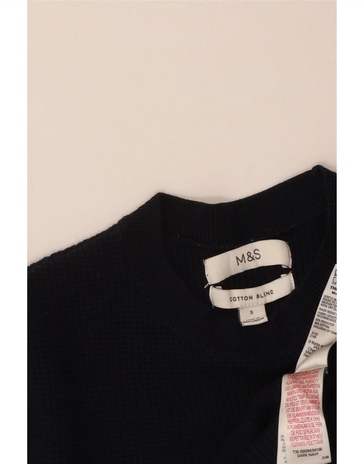 Suéter feminino MARKS & SPENCER com gola redonda Reino Unido 10 pequeno azul marinho