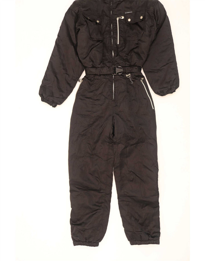 Macacão de esqui feminino vintage IT 46 grande preto