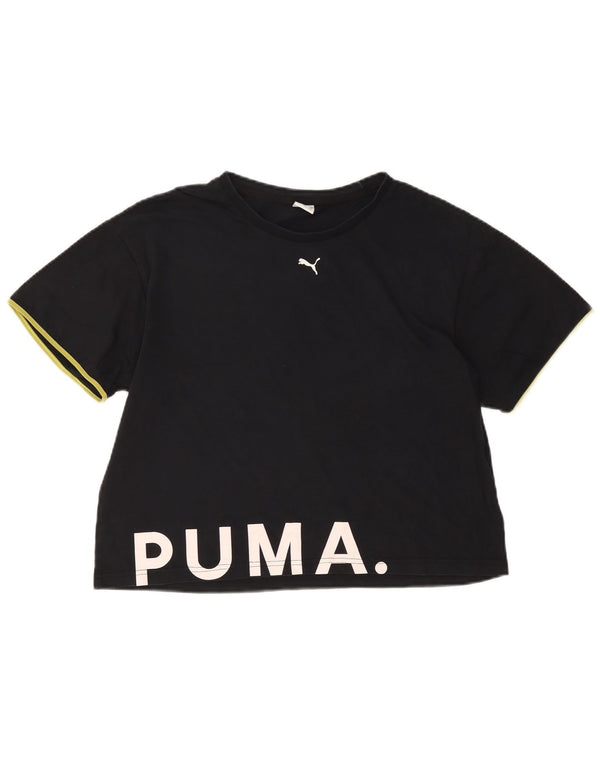 Camiseta feminina Puma Loose Fit Crop Graphic Top UK 14 Médio Preto