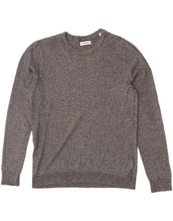 JACK & JONES Suéter masculino com gola redonda XL cinza manchado