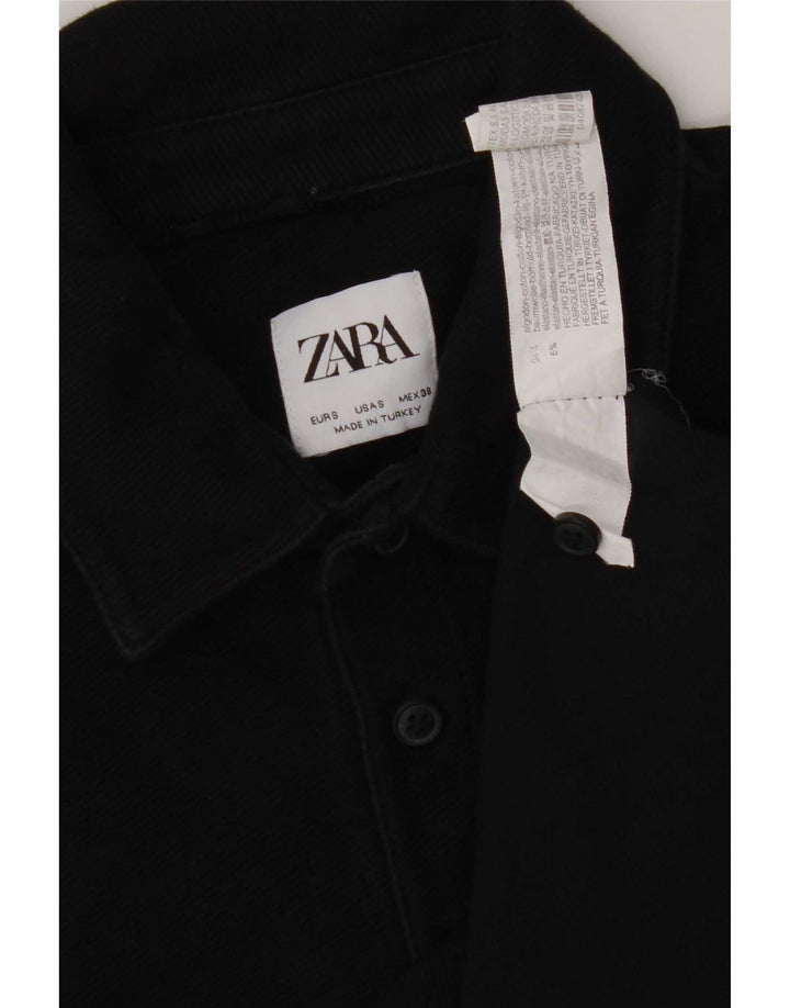 Camisa polo masculina Zara pequena algodão preto