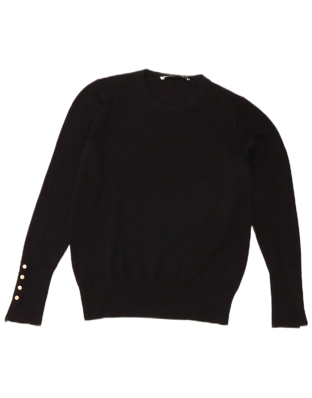 Zara Suéter feminino com gola redonda, Reino Unido 12 Médio Preto