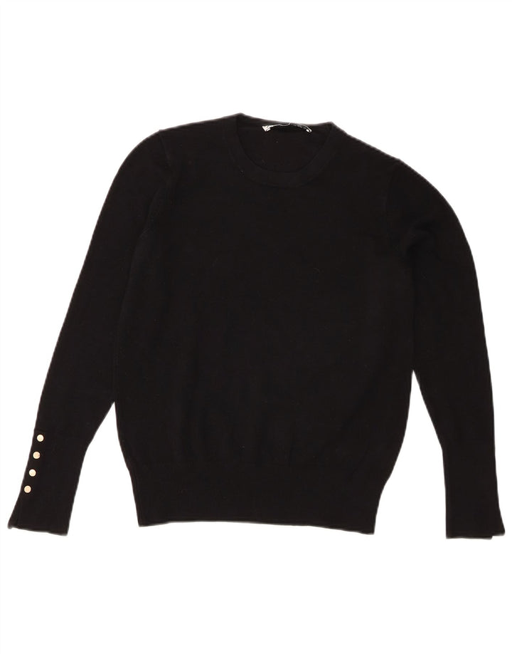 Zara Suéter feminino com gola redonda, Reino Unido 12 Médio Preto