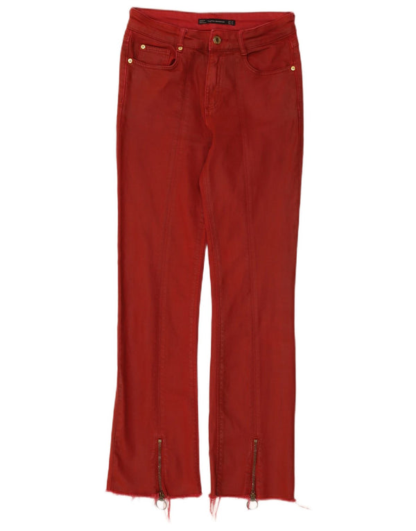 Zara Mulher Trafaluc Bootcut Jeans EU 34 2XS W24 L26 Vermelho