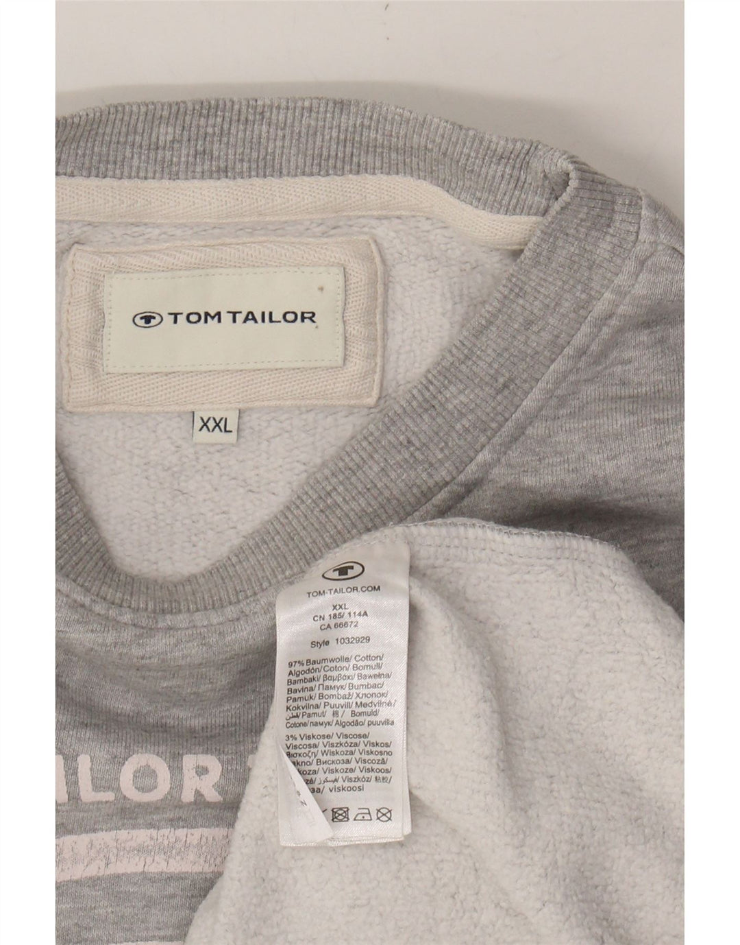 TOM TAILOR Mens Graphic Sweatshirt Jumper 2XL Grey Cotton Vintage Tom Tailor and Second-Hand Tom Tailor from Messina Hembry 
