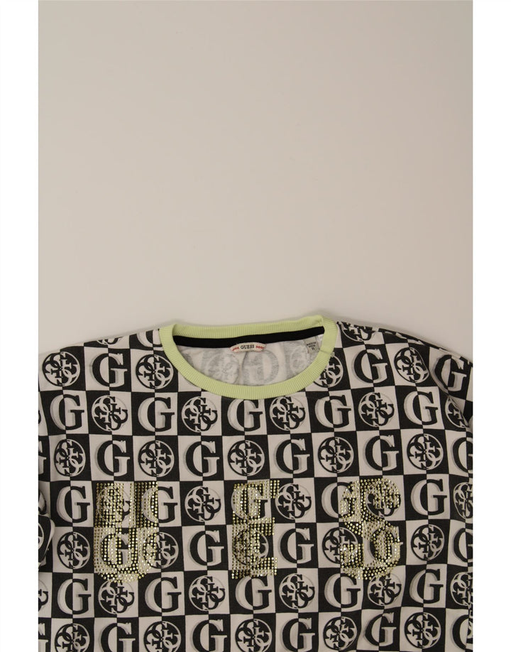 GUESS Girls Graphic Sweatshirt Jumper 15-16 Years Black Cotton Vintage Guess and Second-Hand Guess from Messina Hembry 
