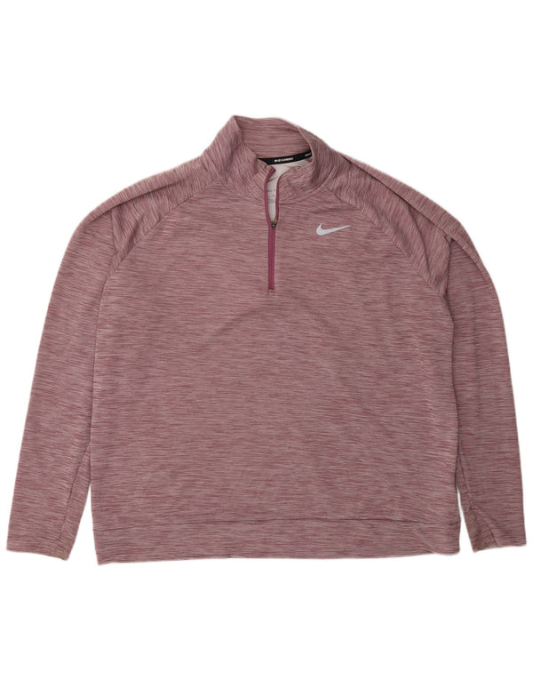 Nike Mens Running Zip Neck Top Manga Longa XL Vermelho Manchado Poliéster Esportes
