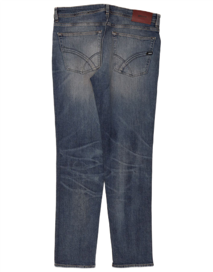 Gas Mens Distressed Slim Jeans W33 L30 Azul
