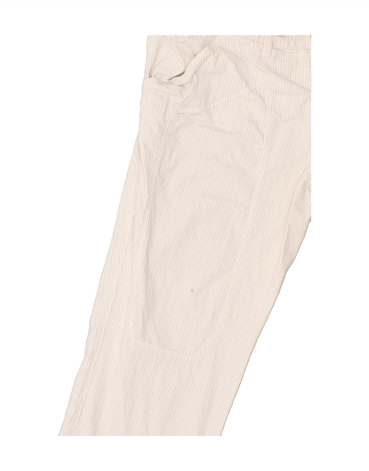 JECKERSON Womens Straight Capri Trousers W29 L24 White Pinstripe Cotton Vintage Jeckerson and Second-Hand Jeckerson from Messina Hembry 