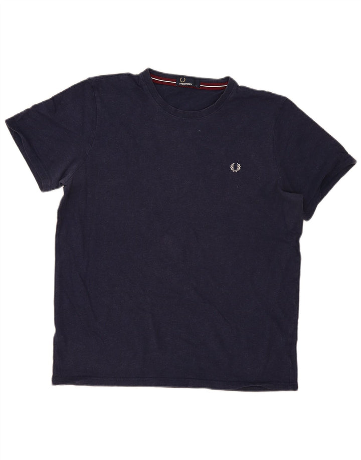 Camiseta masculina Fred Perry grande algodão azul marinho