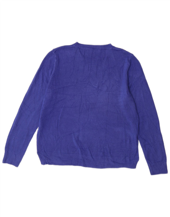 Suéter feminino Marks & Spencer com gola redonda Reino Unido 14 azul médio