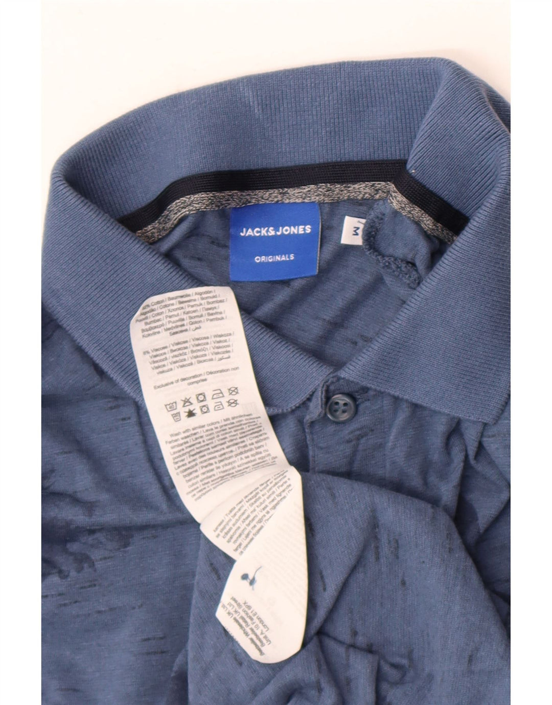 Camisa polo masculina Jack & Jones de algodão floral azul médio