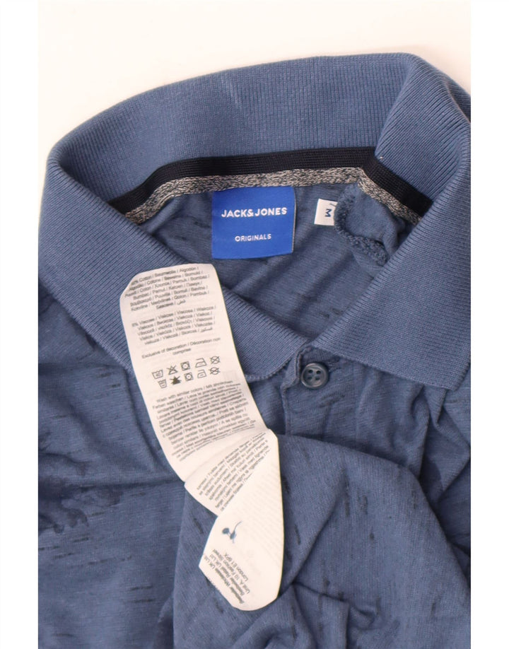 Camisa polo masculina Jack & Jones de algodão floral azul médio
