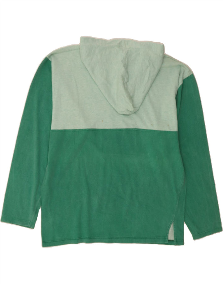 MONTGOMERY Mens Graphic Hoodie Jumper XL Green Colourblock Cotton Vintage MONTGOMERY and Second-Hand MONTGOMERY from Messina Hembry 