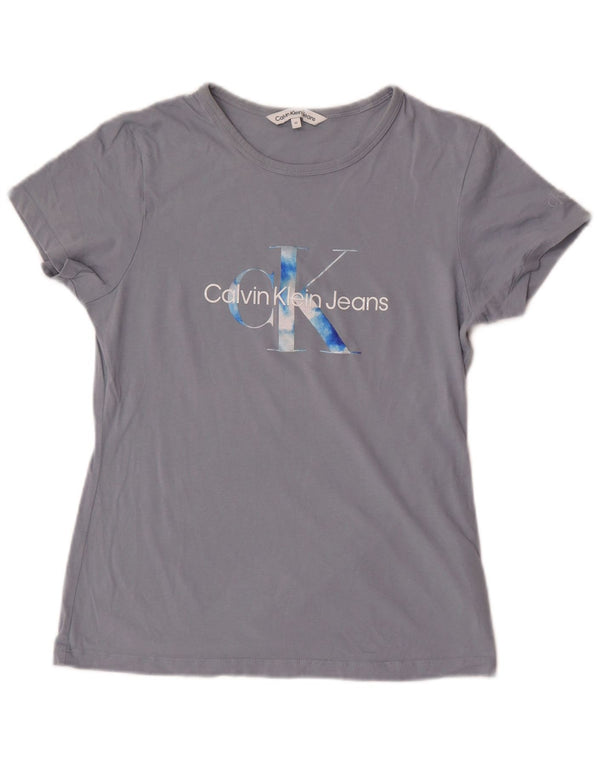 Camiseta feminina Calvin Klein Jeans com estampa gráfica, 12 algodão cinza médio