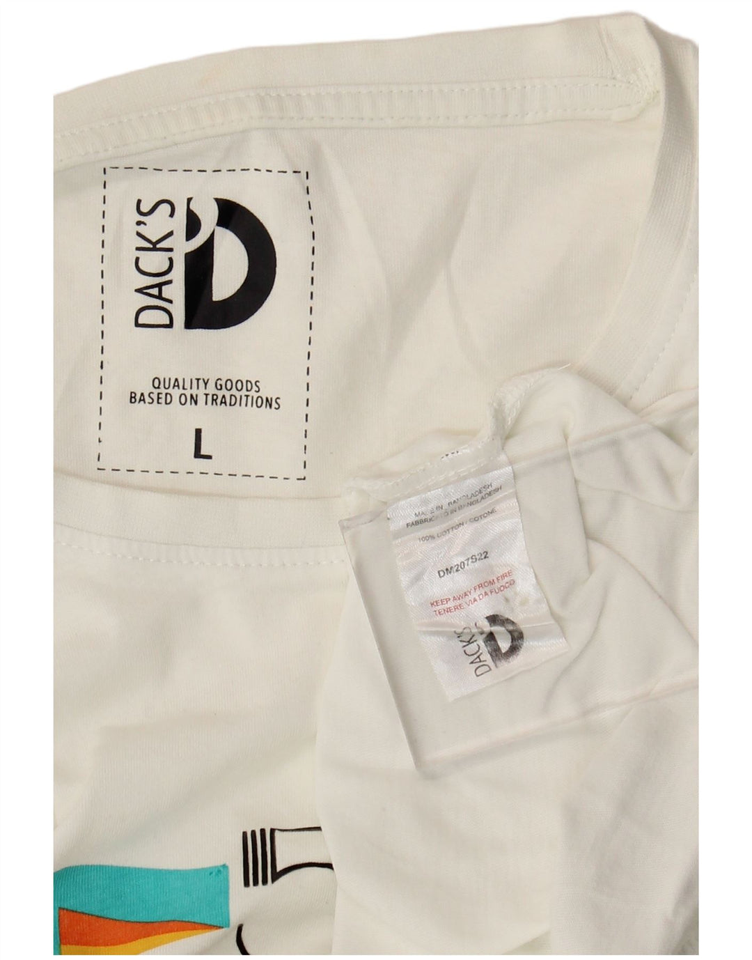 Camiseta gráfica masculina Dack's Top grande de algodão branco