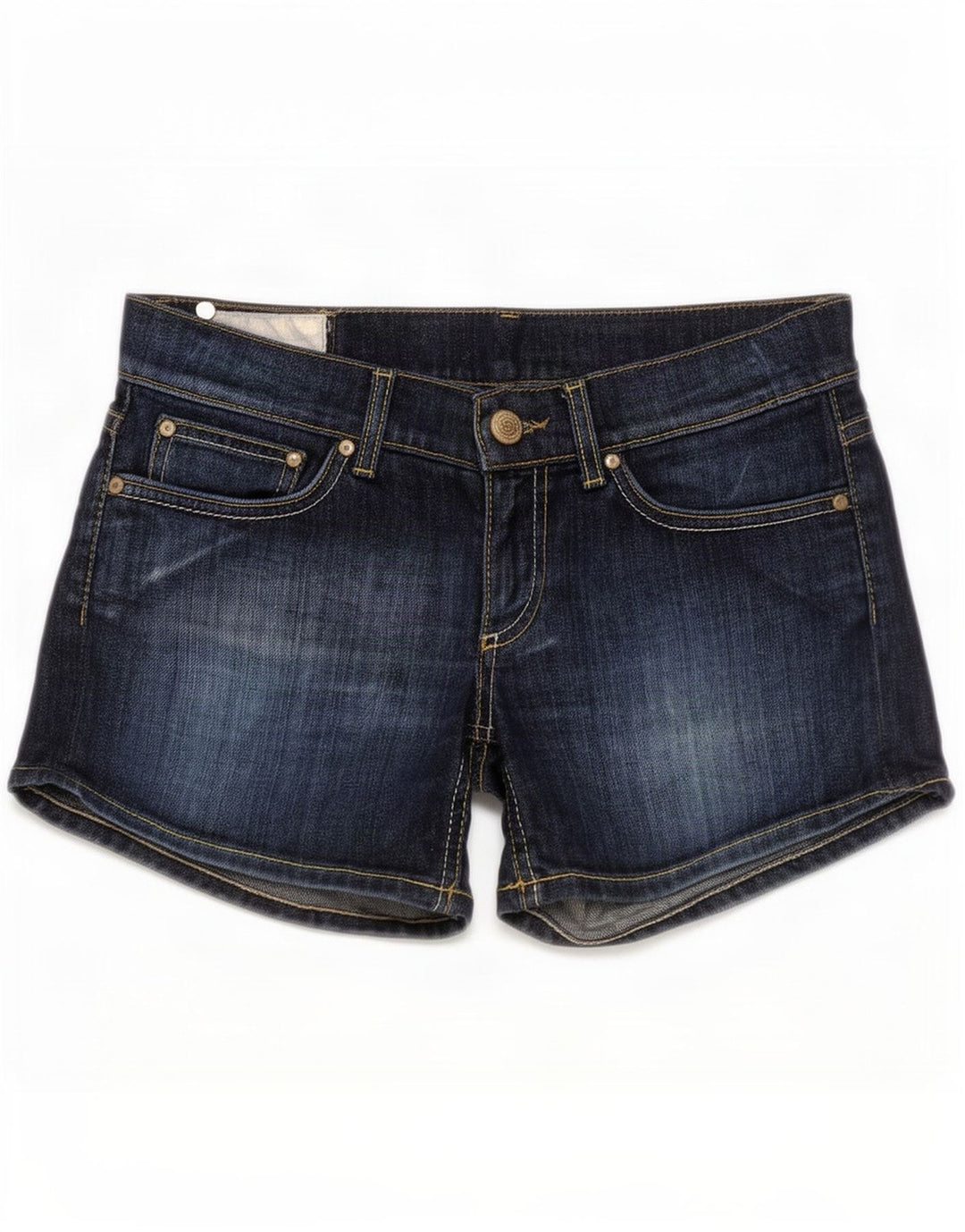 Shorts jeans feminino de cintura baixa Dondup W30 azul marinho médio