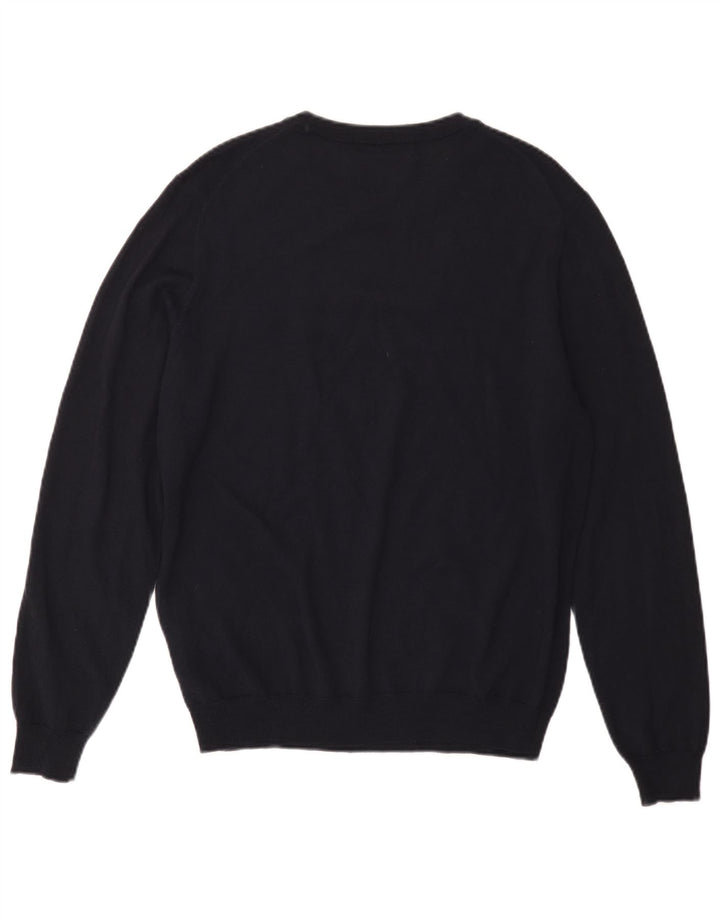 Suéter masculino Replay com gola redonda, lã Merino azul marinho médio