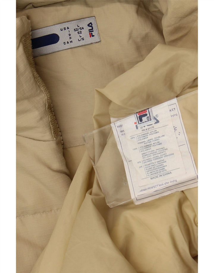 Casaco acolchoado masculino Fila UK 40 grande nylon bege