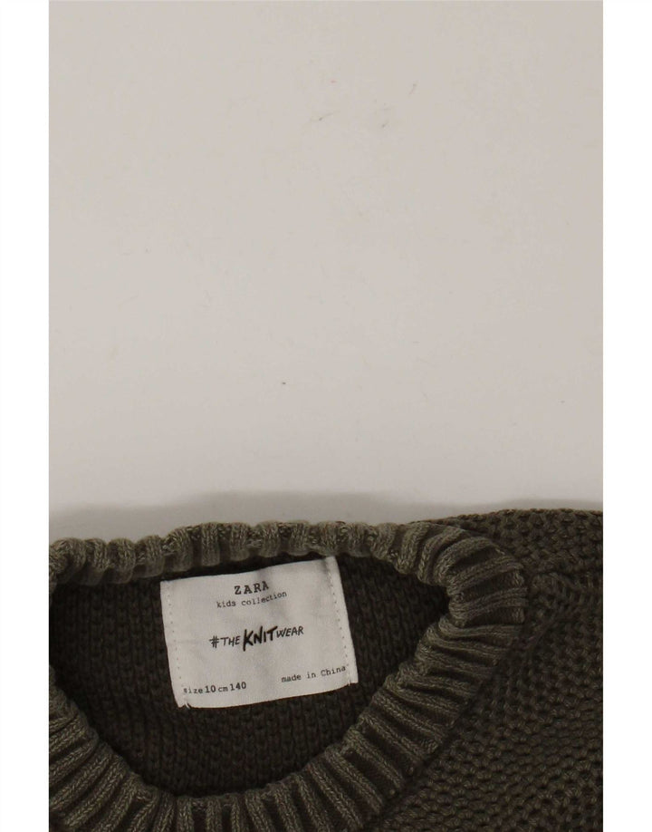 Suéter Zara Boys com gola redonda 9-10 anos cáqui
