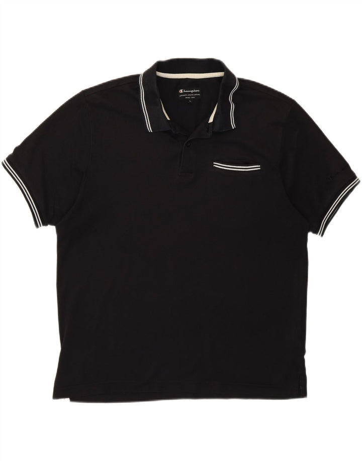 Camisa polo masculina CHAMPION grande algodão preto