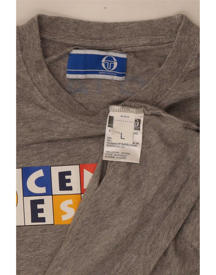 Camiseta gráfica masculina Sergio Tacchini Top grande algodão cinza