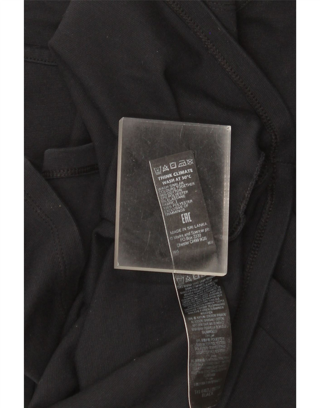 Túnica feminina Marks & Spencer manga 3/4 Reino Unido 12 algodão preto médio