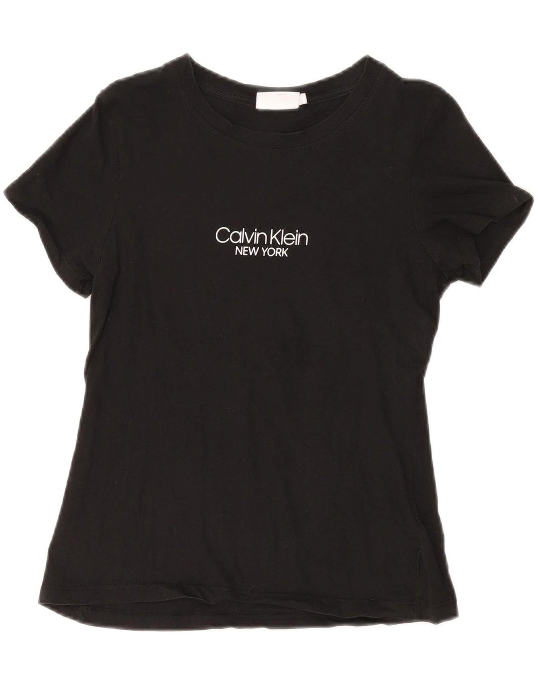 Camiseta feminina CALVIN KLEIN com estampa gráfica UK 12 algodão preto médio