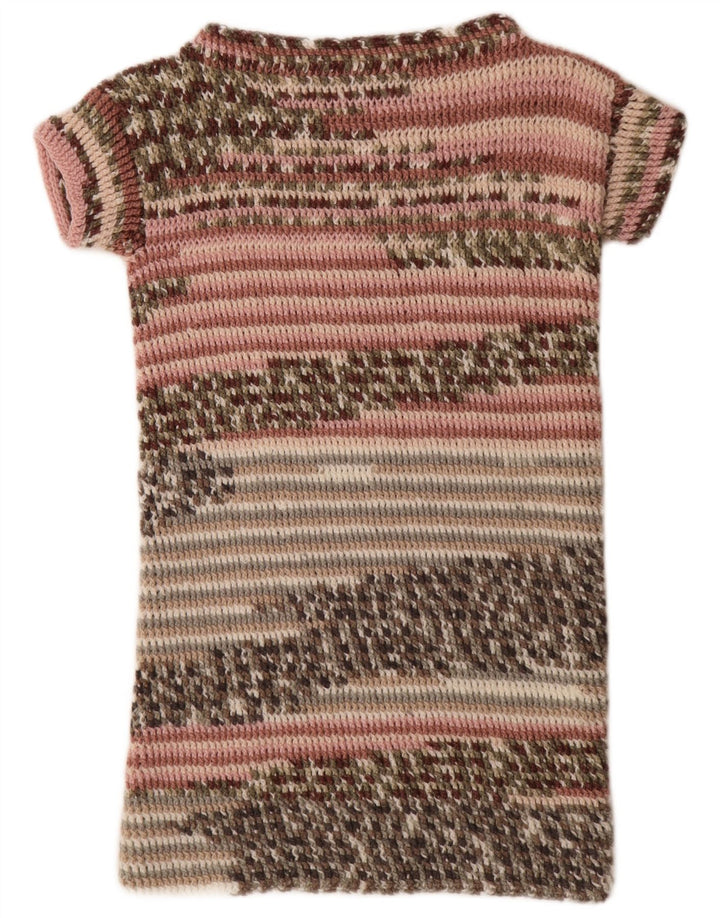 Vestido feminino vintage UK 14 médio listrado multicolorido