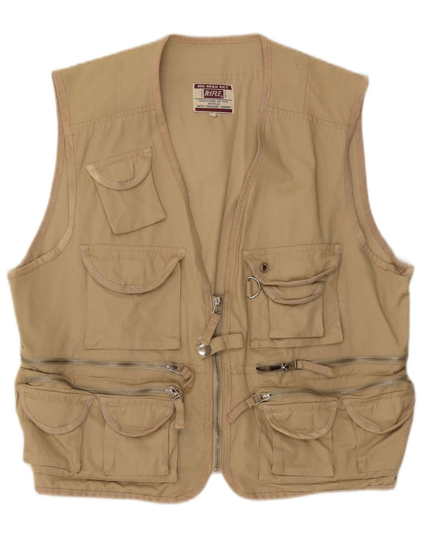 Rifle Mens Utility Gilet UK 40 Grande Algodão Bege