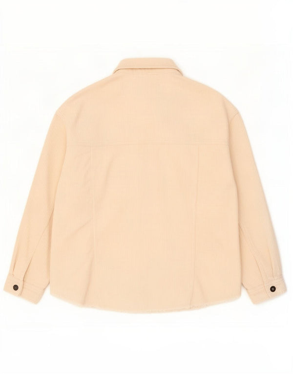 Camisa feminina de veludo cotelê Zara UK 14 algodão bege médio