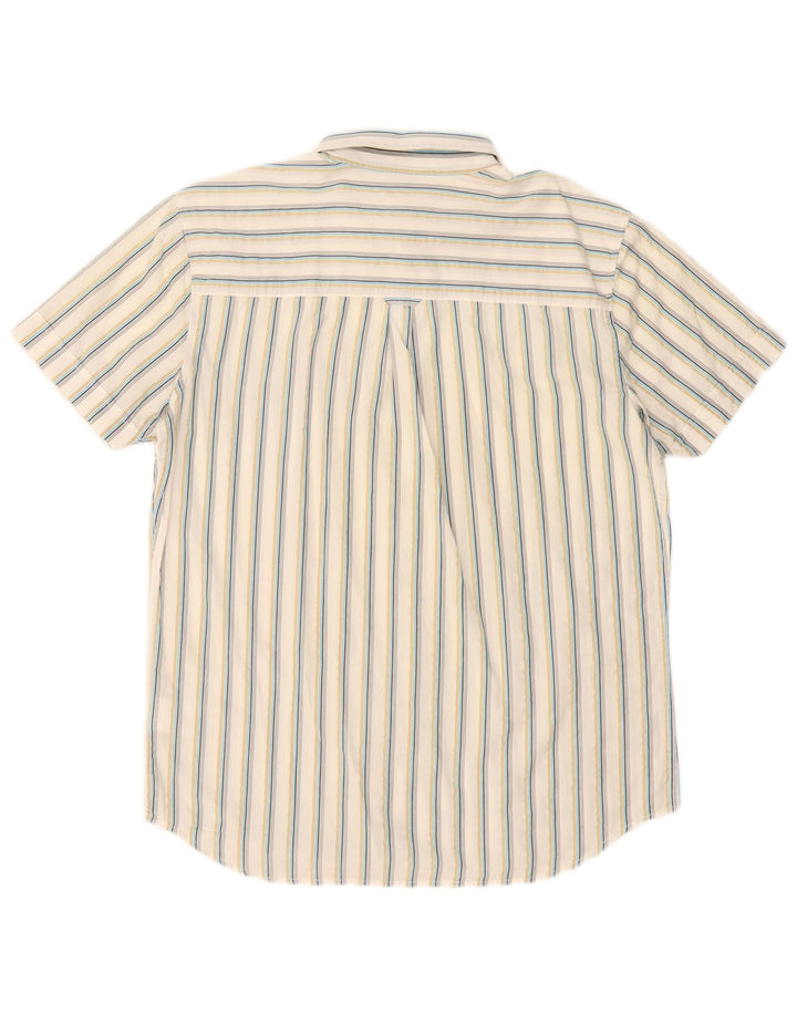 Camisa masculina de manga curta Lee grande algodão listrado branco
