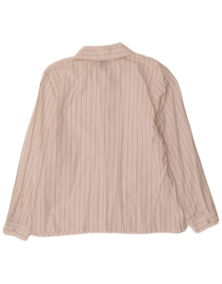Camisa feminina Benetton UK 16 grande listrada branca